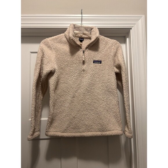 Womens PATAGONIA Ivory Los Gatos Lobos 1/4 Zip Fleece Sweater Jacket Small - Picture 1 of 6